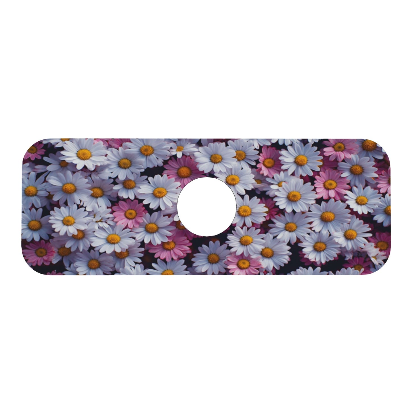 Daisy Faucet Absorbent Mat – 15"x5.5" Sink Splash Guard with Cuttable Design | Water Absorbing Polyester Surface & Non-Slip Rubber Base | Washable Counter Protector