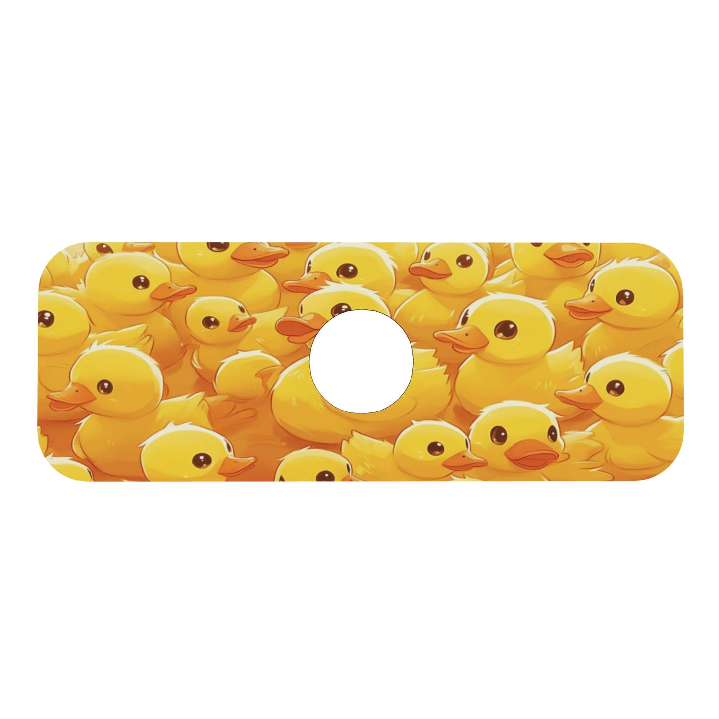 Cute Yellow Duck Faucet Absorbent Mat – 15"x5.5" Sink Splash Guard with Cuttable Design | Washable Rubber Backing | Non-Slip Water Absorbing Counter Mat