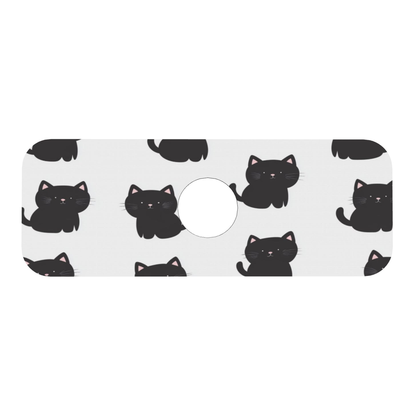 Cute Black Cat Faucet Absorbent Mat – 15"x5.5" Sink Splash Guard with Natural Rubber Back | Cuttable, Washable Counter Protector for Kitchen & Bathroom