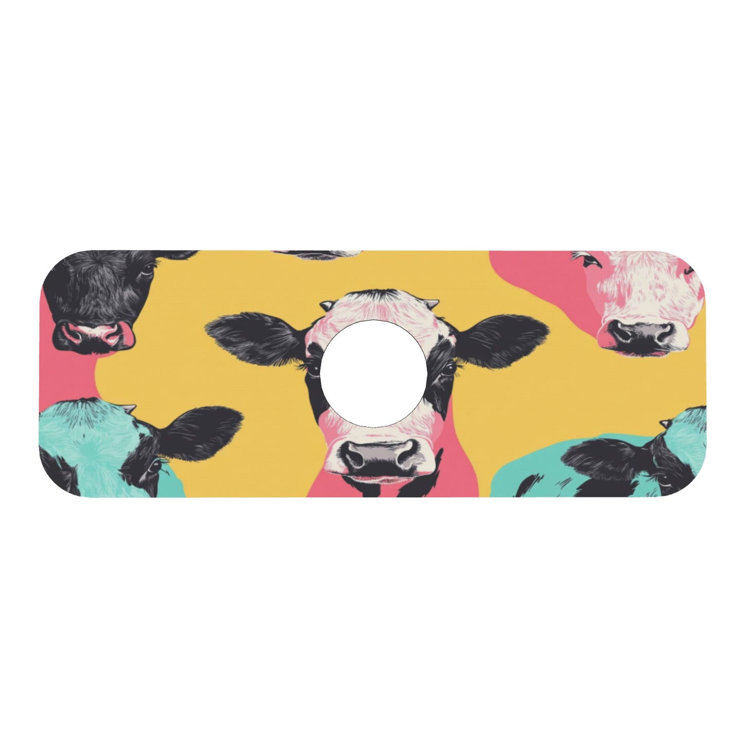 Colorful Cow Print Faucet Absorbent Mat – 15"x5.5" Sink Splash Guard with Cuttable Design | Non-Slip Natural Rubber Backing | Washable and Durable