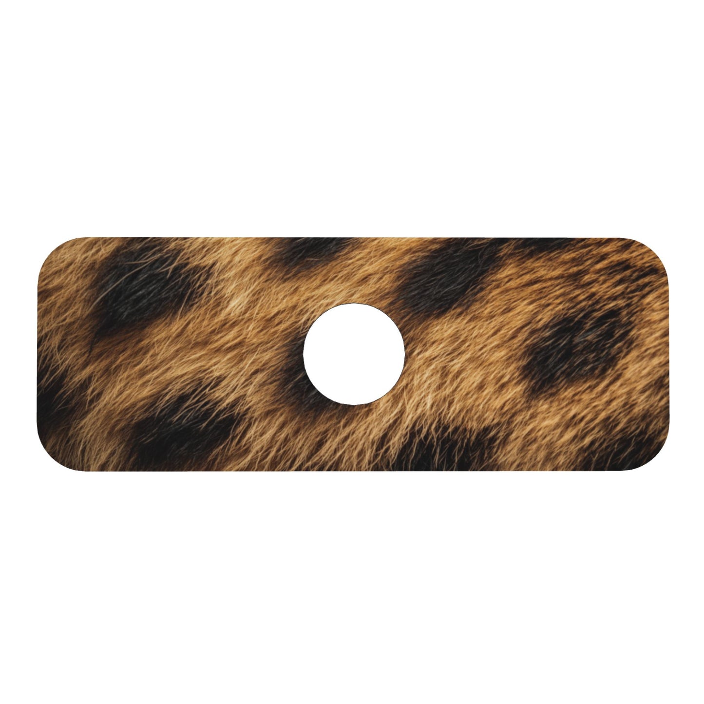 Leopard Print Faucet Splash Guard Mat – 15"x5.5" Quick-Dry Absorbent Pad | Washable Rubber Backing | Cut-to-Fit Sink Mat
