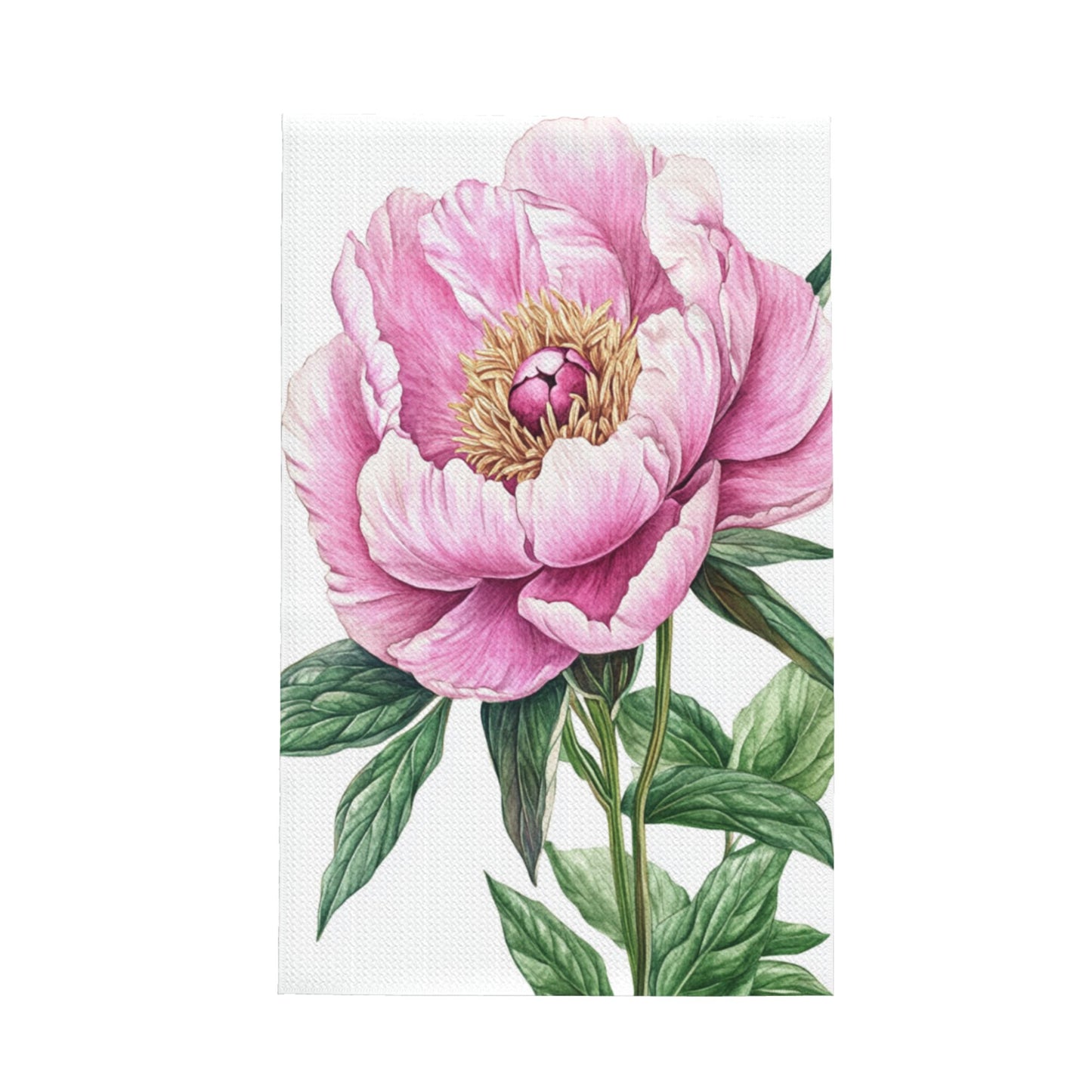 Pink Peony Waffle Weave Kitchen Towel – 16"x26" Floral Hand Towel | Super Absorbent & Quick-Dry | Soft & Durable for Home Decor
