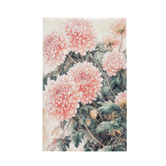 Vintage Chrysanthemum Waffle Weave Kitchen Towel – 16"x26" Soft Absorbent Hand Towel | Classic Oriental Floral Tea Towel for Kitchen & Home Decor
