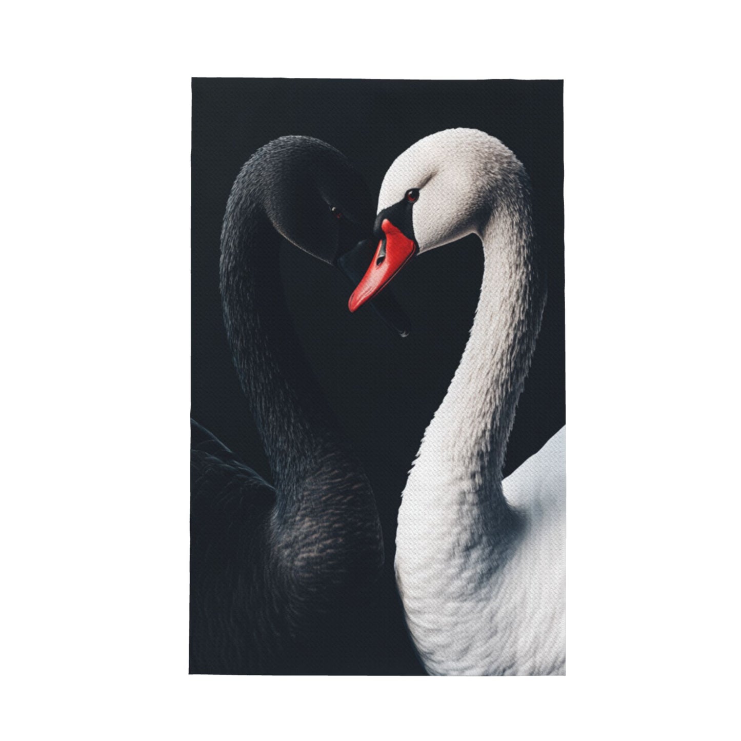 Black & White Swan Waffle Weave Kitchen Towel – 16"x26" Soft Absorbent Tea Towel with Elegant Contrast Design | Artistic Hand Towel for Kitchen or Home Decor