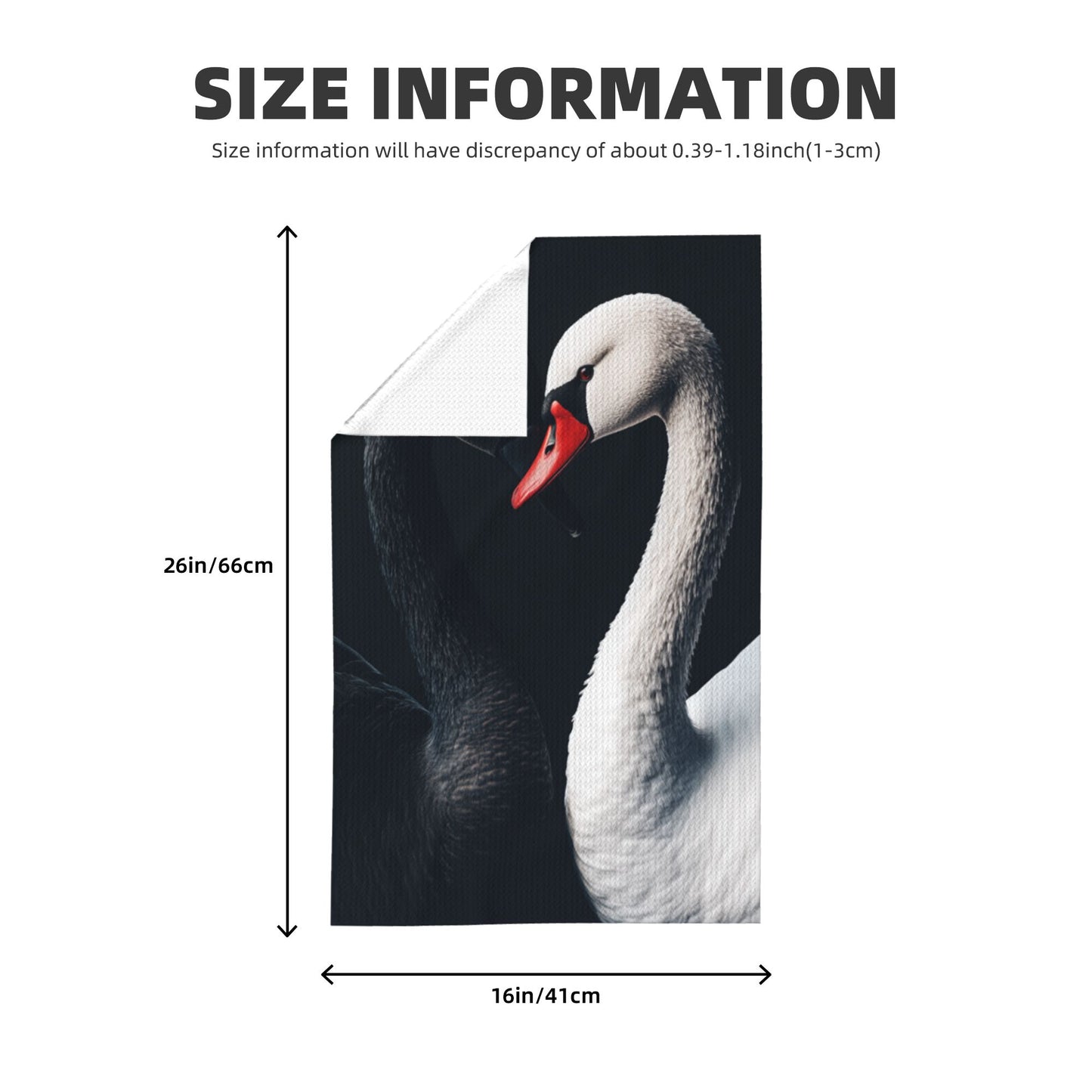 Black & White Swan Waffle Weave Kitchen Towel – 16"x26" Soft Absorbent Tea Towel with Elegant Contrast Design | Artistic Hand Towel for Kitchen or Home Decor