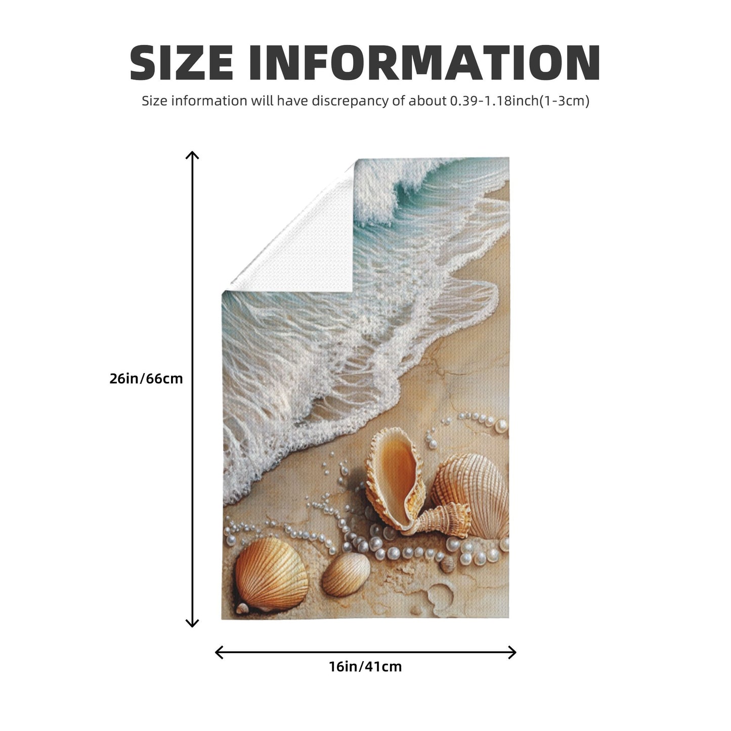 Waffle Weave Kitchen Towel with Seashell Beach Design | 16"x26" Soft & Absorbent Tea Towel | Fast-Drying Decorative Hand Towel for Kitchen Use