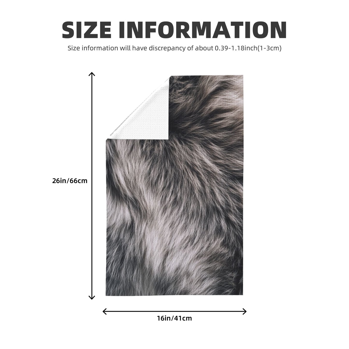 Waffle Weave Kitchen Towel with Faux Fur Texture Print | 16"x26" Soft Absorbent Tea Towel | Gray Fur Pattern Decorative Fast-Dry Hand Towel