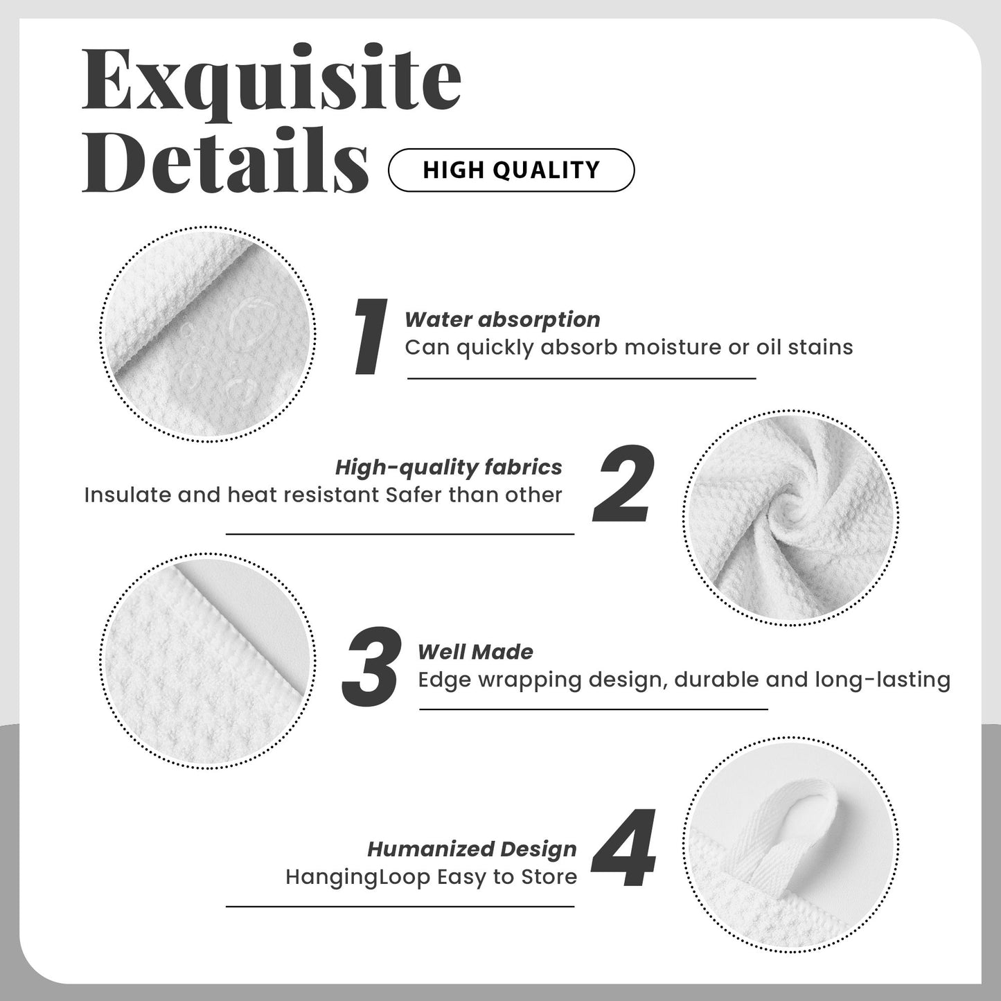 Waffle Weave Kitchen Towel with Faux Fur Texture Print | 16"x26" Soft Absorbent Tea Towel | Gray Fur Pattern Decorative Fast-Dry Hand Towel